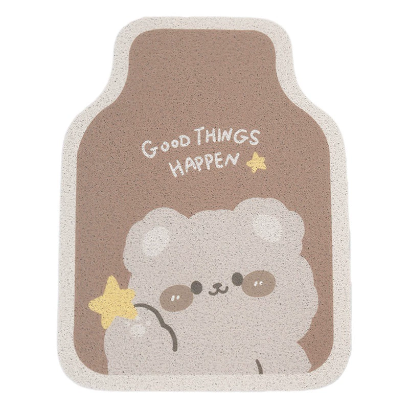 Мультяшные шелковые круглые автомобильные коврики с милым медведем, устойчивые к пятнам защитные коврики для ног, универсальные противоскользящие автомобильные коврики для женщин