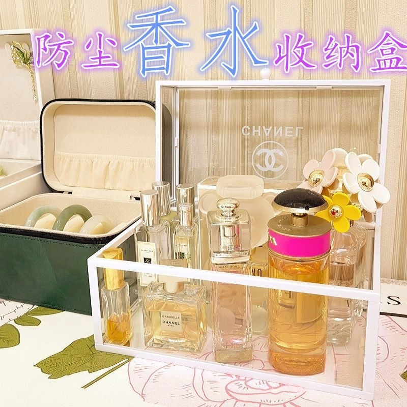 Caja Organizadora de Perfumes para Escritorio de Vidrio Transparente Antipolvo