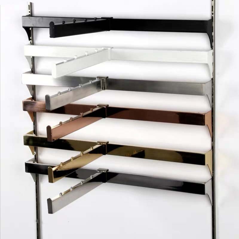 服装店白色正挂侧挂不锈钢展示衣架上墙壁卡T梯 AA柱立柱铁艺挂钩