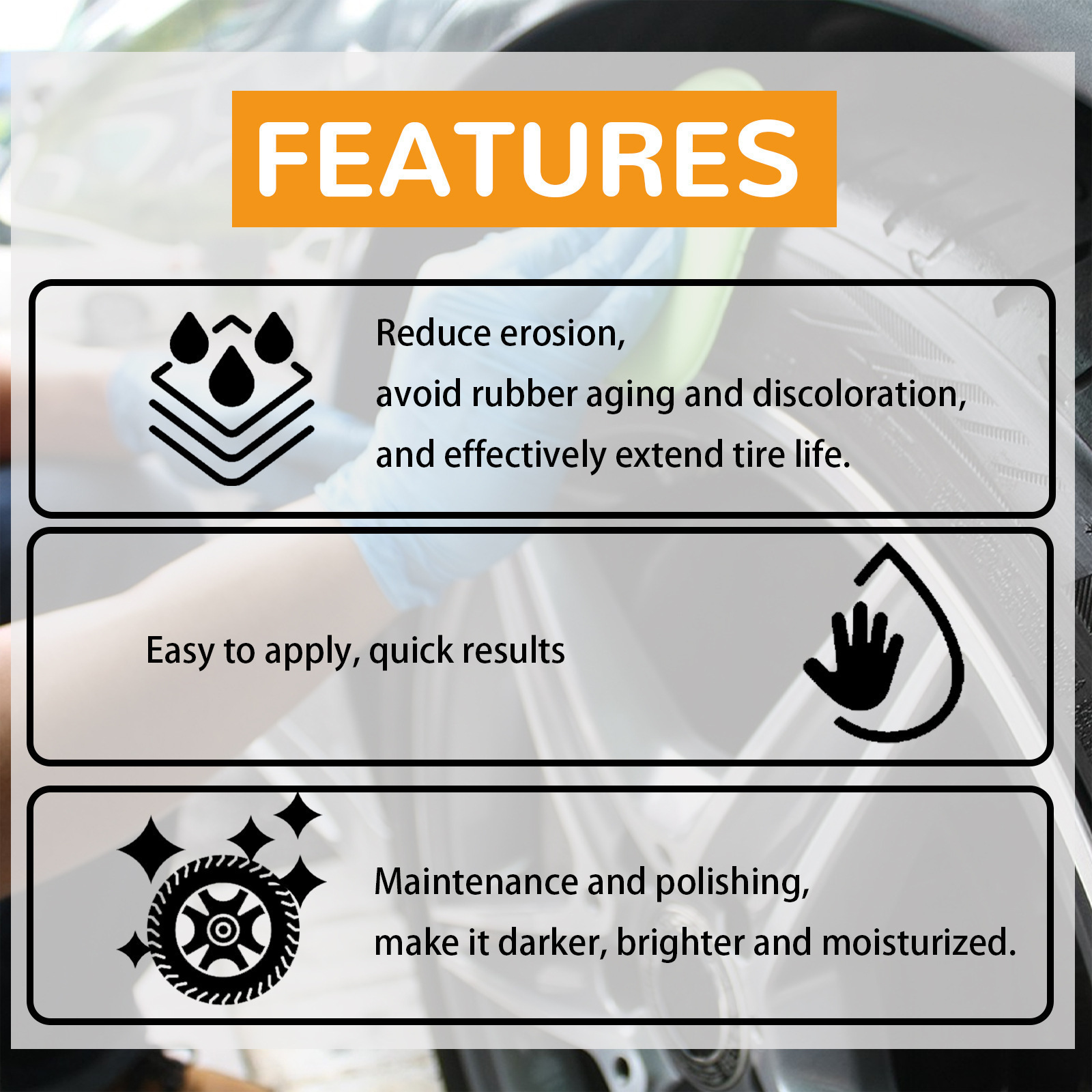 Homonth Car Tire Cleaner Set Wheel Hub Refurbishment Cleaning Polishing Maintenance Multi-Functional Cleaning Agent