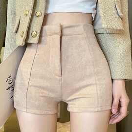 新品 新品 新品 黑色鹿皮绒短裤女春秋2025新款靴裤外穿高腰包臀