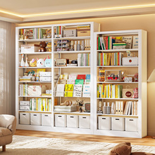 家用钢制书架落地置物架图书馆客厅儿童简易铁书柜一体靠墙绘本架