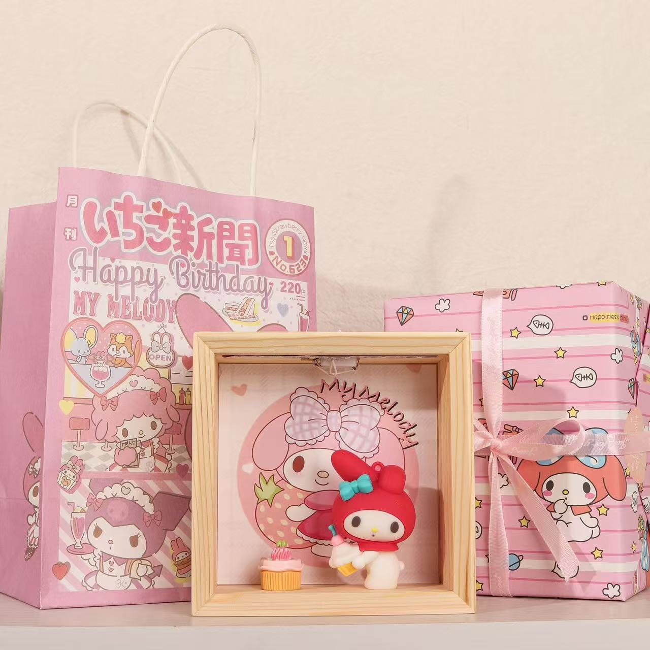 520 Tanabata Día de San Valentín Sanrio lindo dibujos animados luz nocturna marco de fotos decoración para novia y novia regalo de cumpleaños