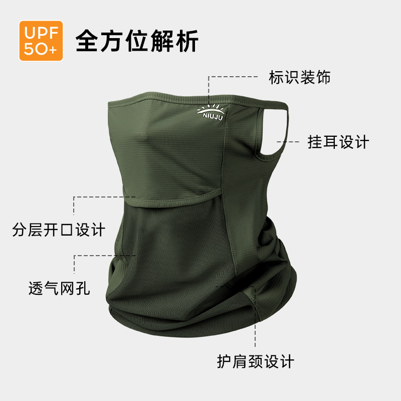 Sun Protection Cycling Ice Silk Mask, Breathable Full-Face Sunshade Neck Scarf, Outdoor Fishing Anti-Uv Face Towel, Wholesale in Stock