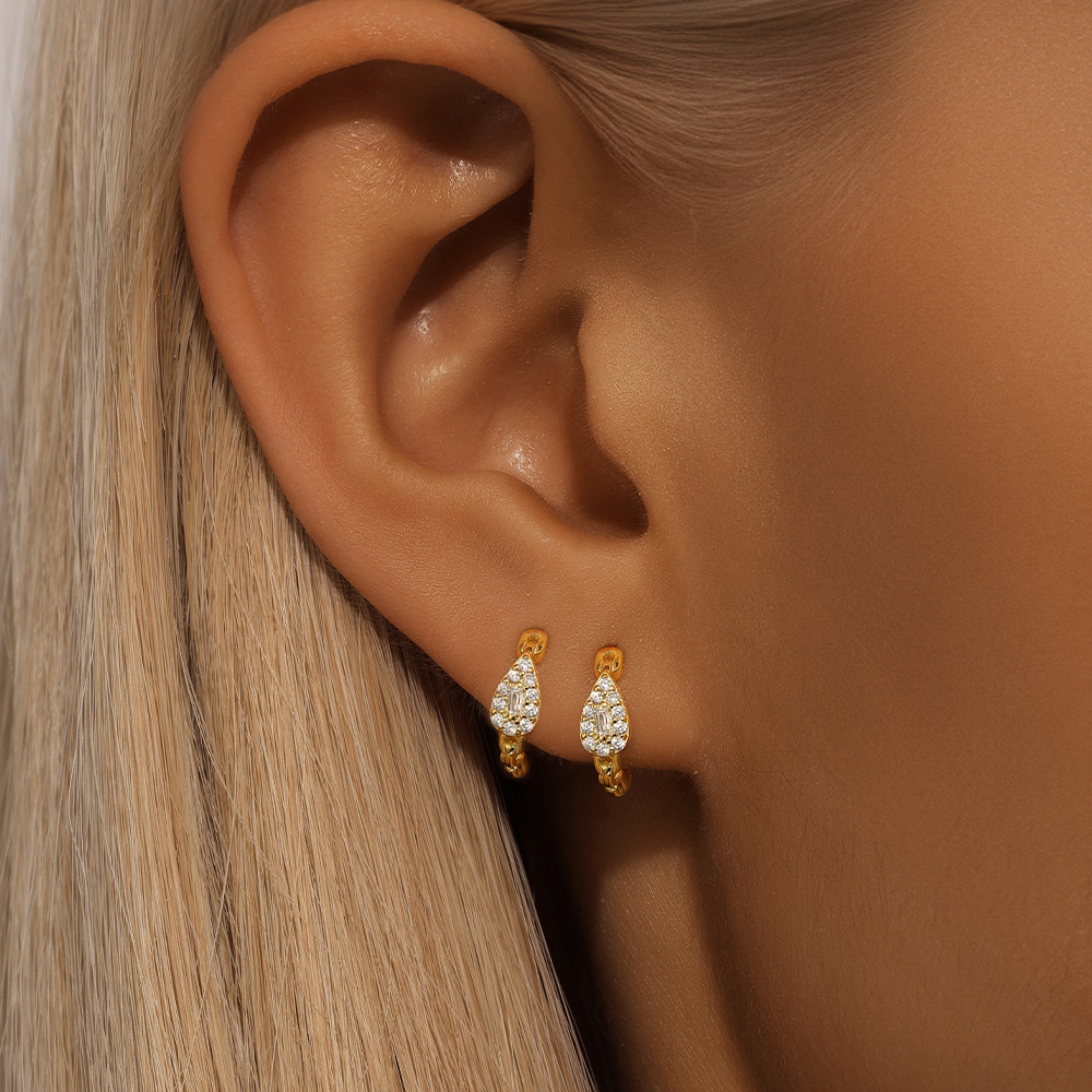 4g Weight 925 Sterling Silver Ear Needle Material Zircon Inlay Material Earrings Classification 1 Pair Quantity Holiday, Daily Occasion 925 Sterling Silver Material Geometric Pattern Women's Gender Inlay Design Simple Style, Shiny Style 1 Pair 925 Sterling Silver Zircon Geometric Earrings 10