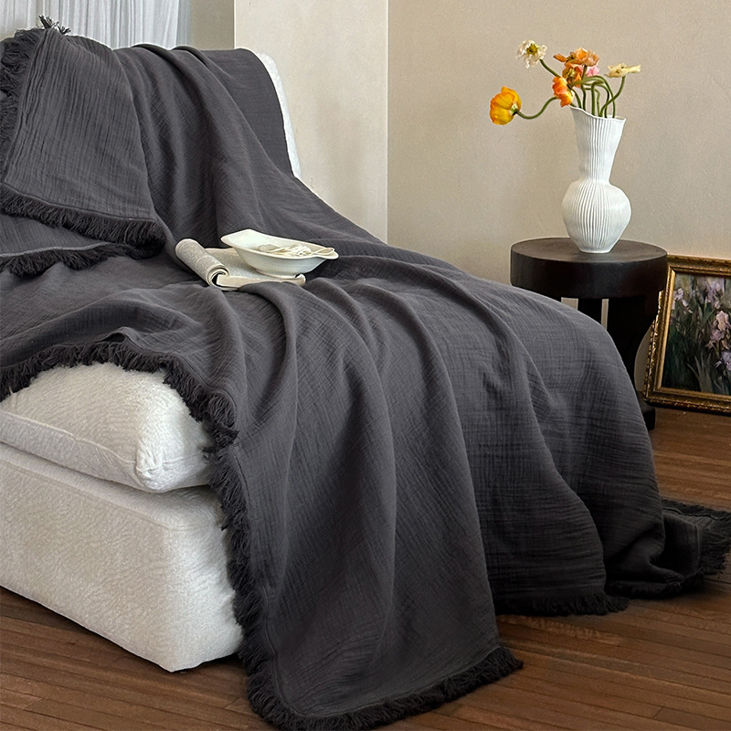 Mantón de gasa de cuatro capas de algodón, manta para sofá, manta para oficina de alta calidad, manta decorativa para siesta, sala de estar retro