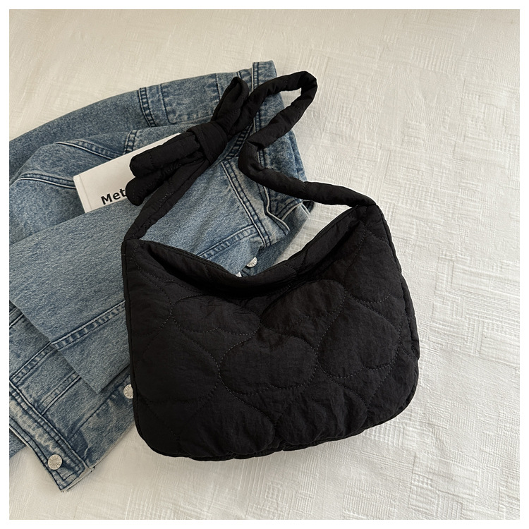 Bolsa de algodón bordada de diamante 2024 otoño y invierno nuevo bolso de bolsas de bolso de hombro casuales bolso de gran capacidad coreano