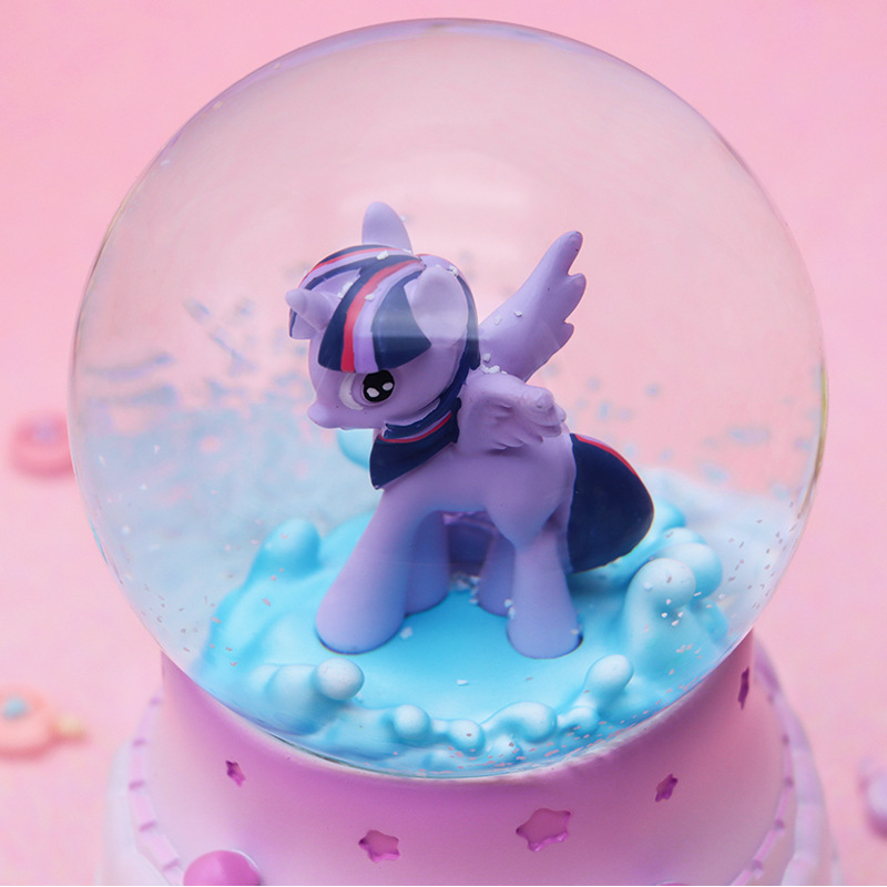 かわいい漫画レインボーポニークリスタルボールオルゴール女の子プリンセス誕生日ギフト雪回転オルゴール|undefined