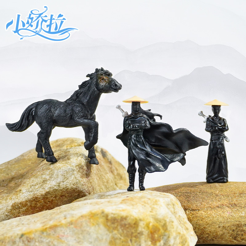 Ancianos de Jianghu, estilo antiguo, caballero, modelo de muñeca en miniatura, juego de moda, micro-paisaje, rocalla, bonsai, pequeños adornos