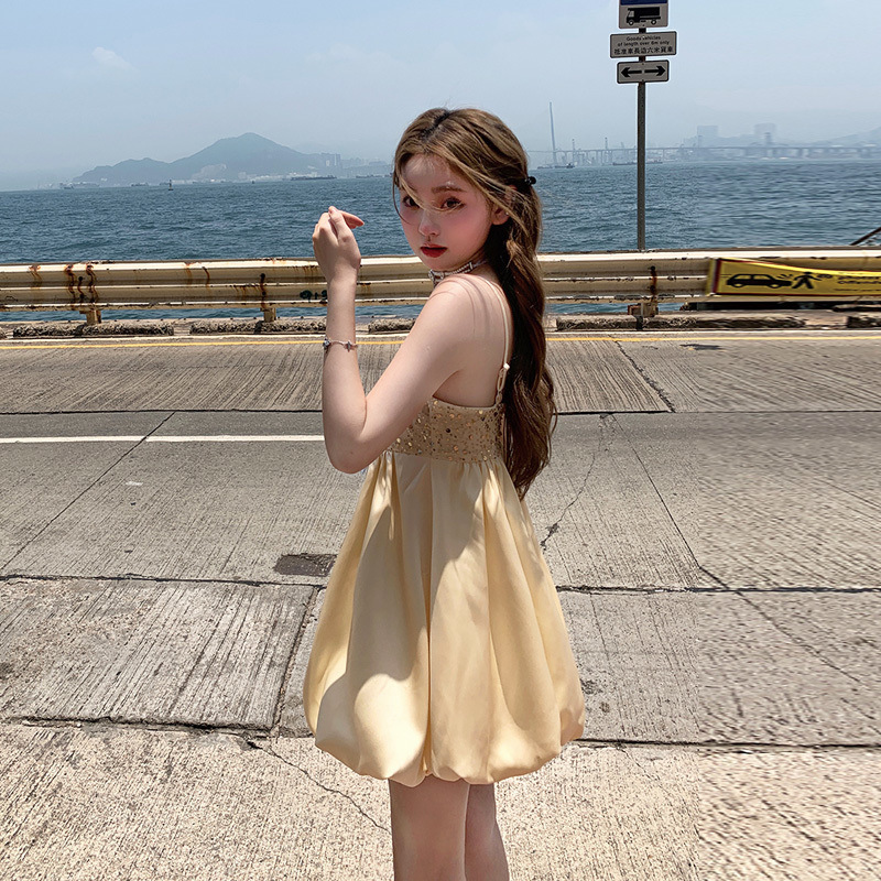 [8636 People Collected] Rich Daughter's Heavy-Duty Bow-Knot Elegant Cute Suspender Dress Women's Summer Thin Style