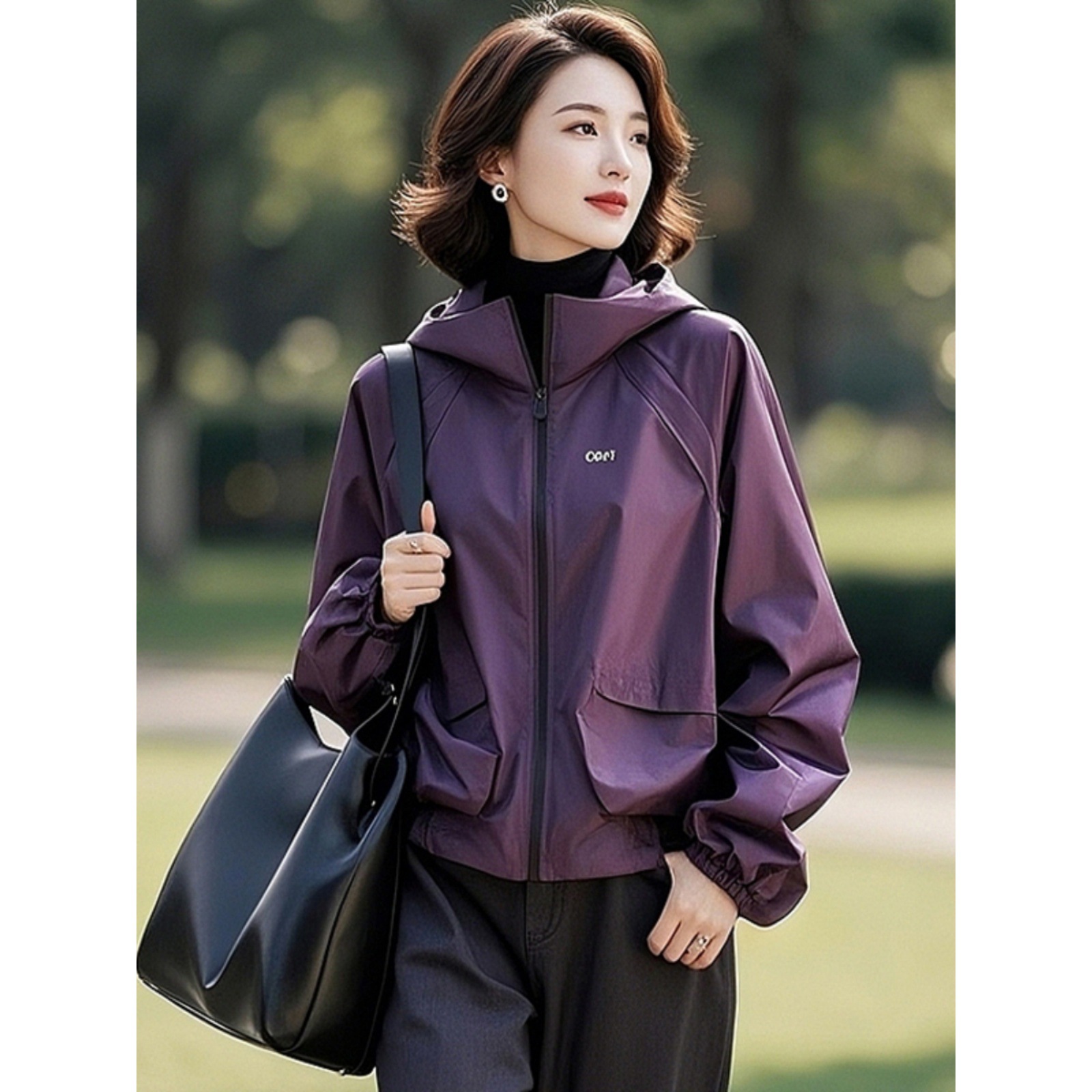 This Year's Popular Jacket Jacket for Women 2025 Autum Small Fragrance Style Versatile Foreign Style Hooded Windbreaker Jacket A5657