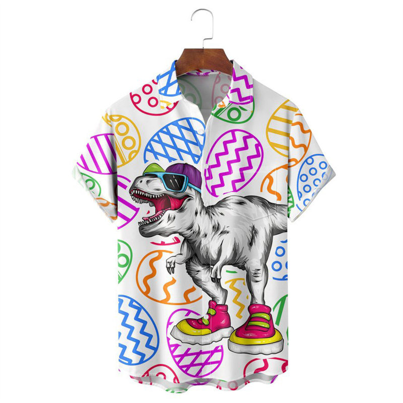 Hawaii 3D Printed Men's Top Amazon 2023 New Style Abstract Wind Lapel Beach 6 Buckle Short Sleeve Shirt for Men