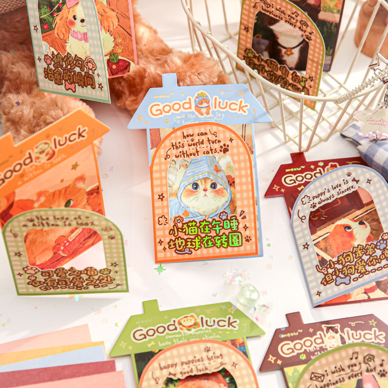 Tarjeta de felicitación de estilo lindo del Sr. Paper Miau Wang Lucky Town Series Mensaje de estudiante Deseos de cumpleaños Tarjeta de felicitación