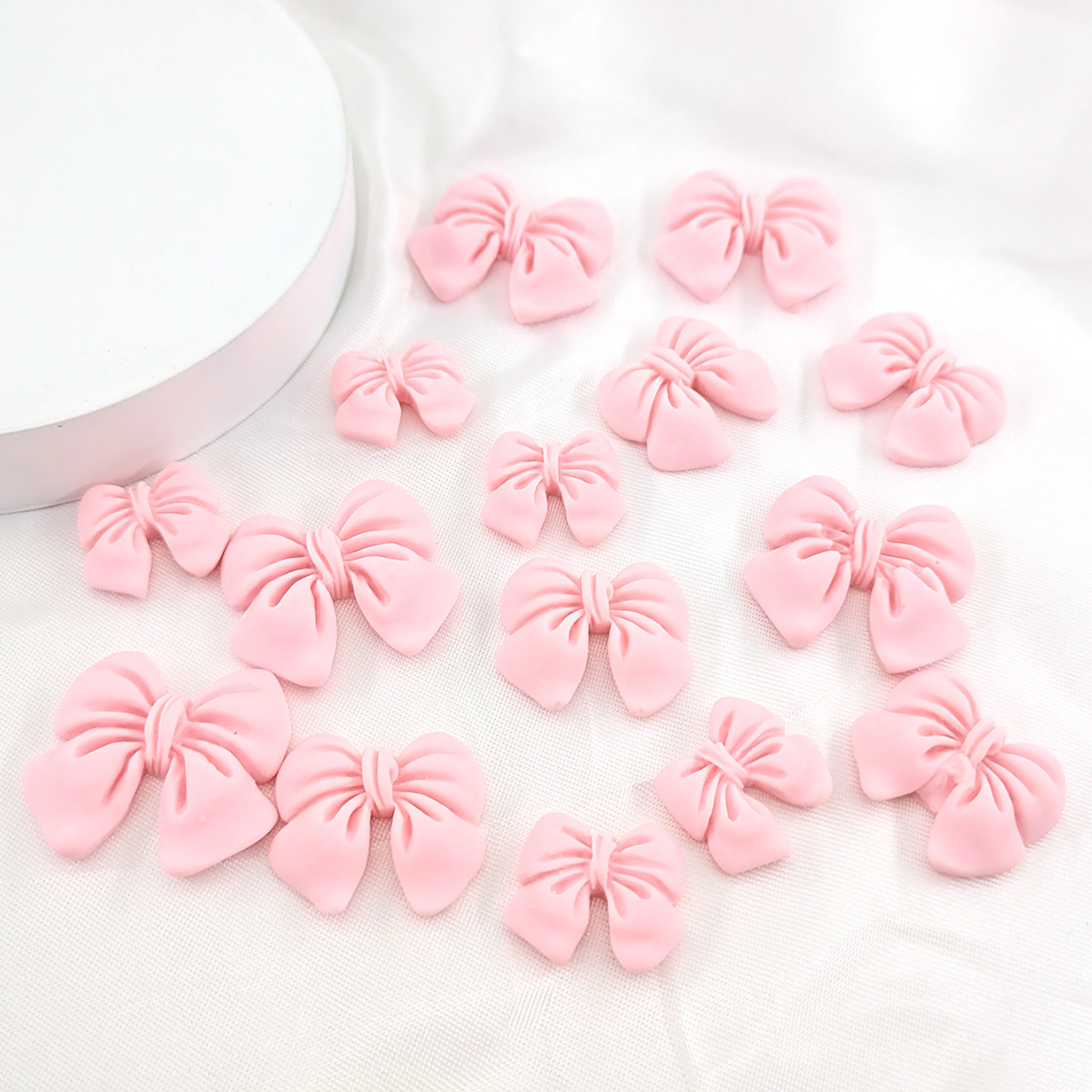 Pink Bow Cyber Celebrant Imitation Fabric Resin DIY Cream Glue Phone Case Material Bag Hair Card Hair Accessories