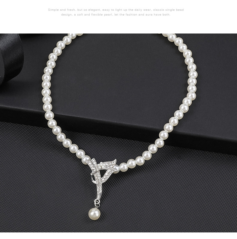 Koreanisches personalisiertes Perlenketten-Ohrring-Set für Damenmode und temperamentvolles Brautkleid aus galvanisierter Legierung_voghion.com