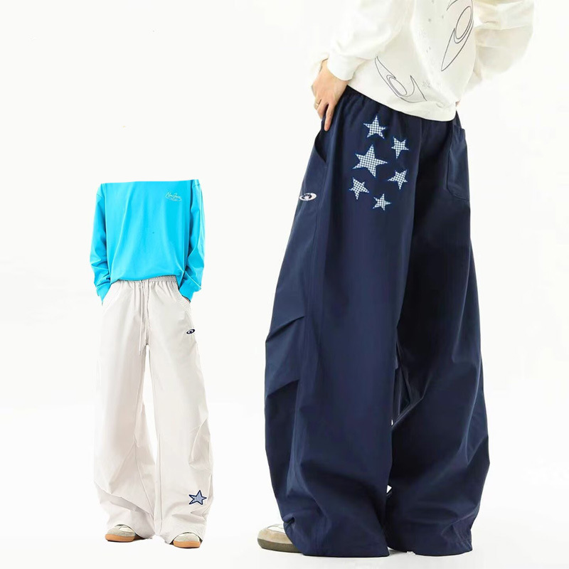 Cross-Border American Star Patch Pleated Paratrooper Casual Pants Men's Autumn Trendy Loose Wide-Leg Assault Pants Straight Pants Cross-Border American Star Patch Pleated Paratrooper Casual Pants Men's Autumn Trendy Loose Wide-Leg Assault Pants Straight Pants