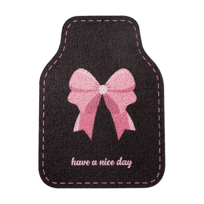 girls, cute car mats, anti-dirt – Universal Foot Pad - pink-silk-loop-floor-mat-front-1-black