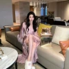 Pink feather single piece robe