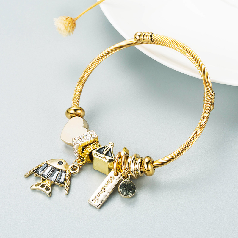 European and American Fashion Cool Cute Dora Multi-Element Pendant Alloy Bracelet Female DIY Creativ