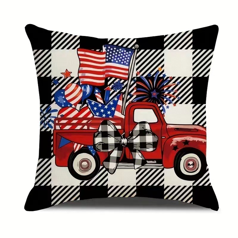 2024 nueva serie de funda de almohada del día de la independencia lino estilo americano funda de almohada cuadrada decoración de atmósfera de vacaciones image 21