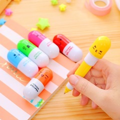 メーカー卸売ピルペン学生文具ボールペンカスタムピルカプセル形状格納式ペンカスタムロゴ