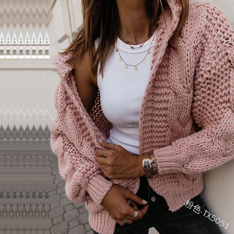 Transfronterizo europeo y americano de las mujeres de la aguja gruesa suéter de las mujeres del otoño y el invierno Nueva engrosada moda suelta chaqueta TX5051 image 1
