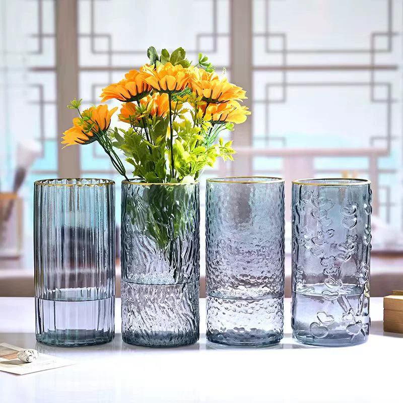 Скандинавская стеклянная ваза с живыми цветами, широкая ваза для гидропоники с большим диаметром и широким горлом, декоративная ваза для обеденного стола или офиса.