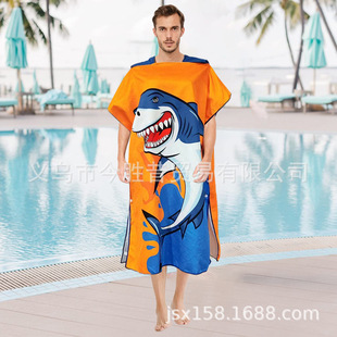in stock factory direct microfiber double-sided velvet adult hooded bath towel cloak cloak towel beach towel