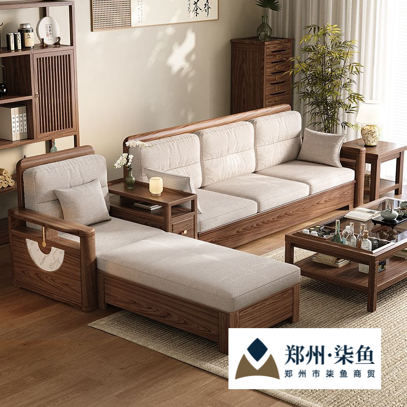 Modern Nordic White Wax Solid Wood Living Room Sofa Simple Combination Small Apartment Winter and Summer High Box Dual-Purpose Storage Furniture