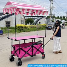 地摊摆摊车夜市小吃车高度可调升降大容量聚拢车摆摊露营车三角棚