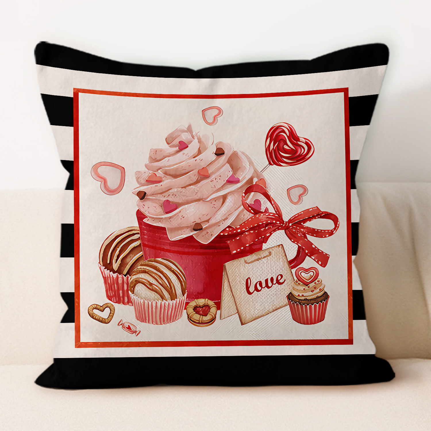 Amazon nuevo día de San Valentín almohada de asiento sofá cubierta de cojín lino estampado a cuadros rojos almohada de decoración para el hogar