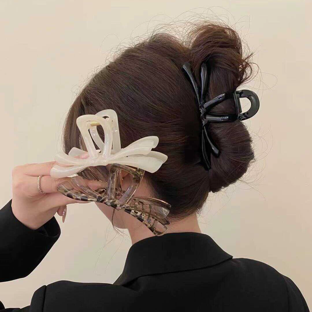 Заколка-клюв Hair claw, фуксия «краб» с бантом, асимметричная глянцевая акриловая, 11,5×4×4,5 см