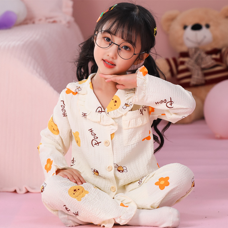 Pijama de niñas de manga larga primavera y otoño espuma ropa casual infantil princesa niña tesoro set de ropa para el hogar