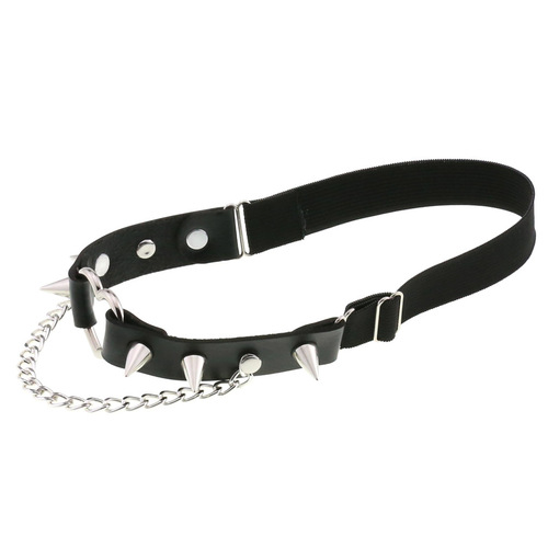 European and American foreign trade gothic rock soft girl dance love rivet long nail garter belt PU punk chain leg ring leg chain