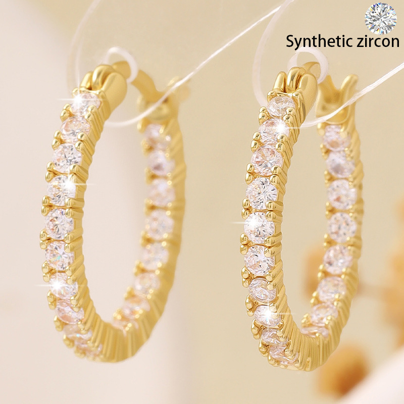 Amazon's Best-Selling Copper Inlaid with Zirconium Fashionable and Versatile Personalized Circle Earrings Luxury and High-End Earrings Wholesale Amazon's Best-Selling Copper Inlaid with Zirconium Fashionable and Versatile Personalized Circle Earrings Luxury and High-End Earrings Wholesale