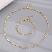 水钻心形胸链项链手链套装性感比基尼水晶长流苏锁骨项链饰品材料