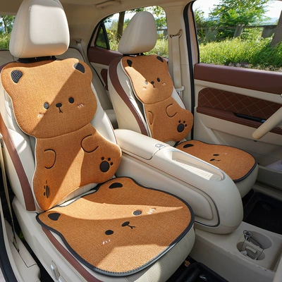 Car Seat Cushion for All Seasons, Cartoon Chunma Seat Cover, Cute Ladies Summer Breathable Rear Three-Piece Seat Cushion