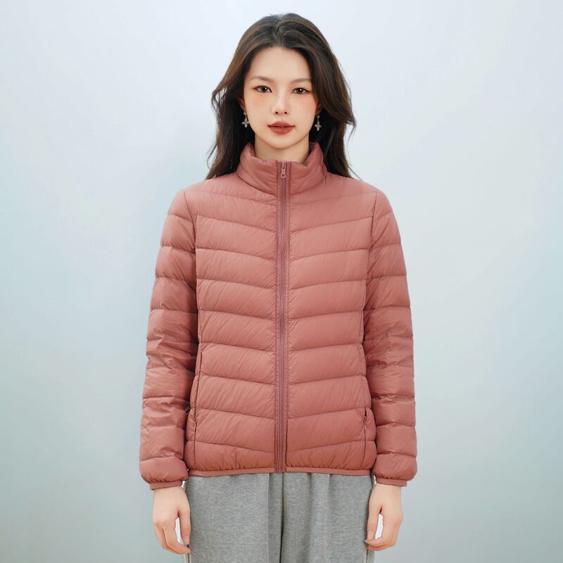 Pinghu Chi New Women's New National Standard 90 down Casual down Solid Color Women's Stand Collar Women's Lightweight down Jacket Women