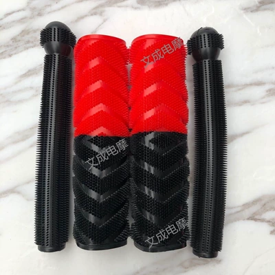covers, scooter plush covers, modified: Motorcycle Handle Cover - two-tone-handlebar-grips-in-red-and-black-brake-grips-in-black