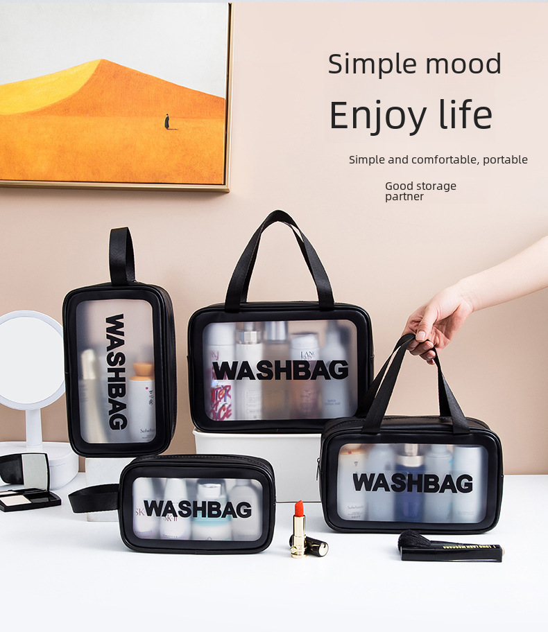 PU frosted waterproof cosmetic bag large capacity high-looking portable cosmetic storage bag wash swimming bag