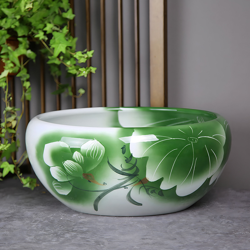 *金魚飼育用景徳鎮陶器大水槽、卸売亀鉢、水耕植物、睡蓮、蓮水槽、卓上飾り|undefined