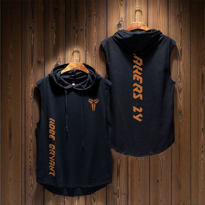 Summer Irving Kobe Basketball American-Style Hooded Sports Vest Men's Sleeveless T-Shirt Sweatshirt Fitness Clothing 12
