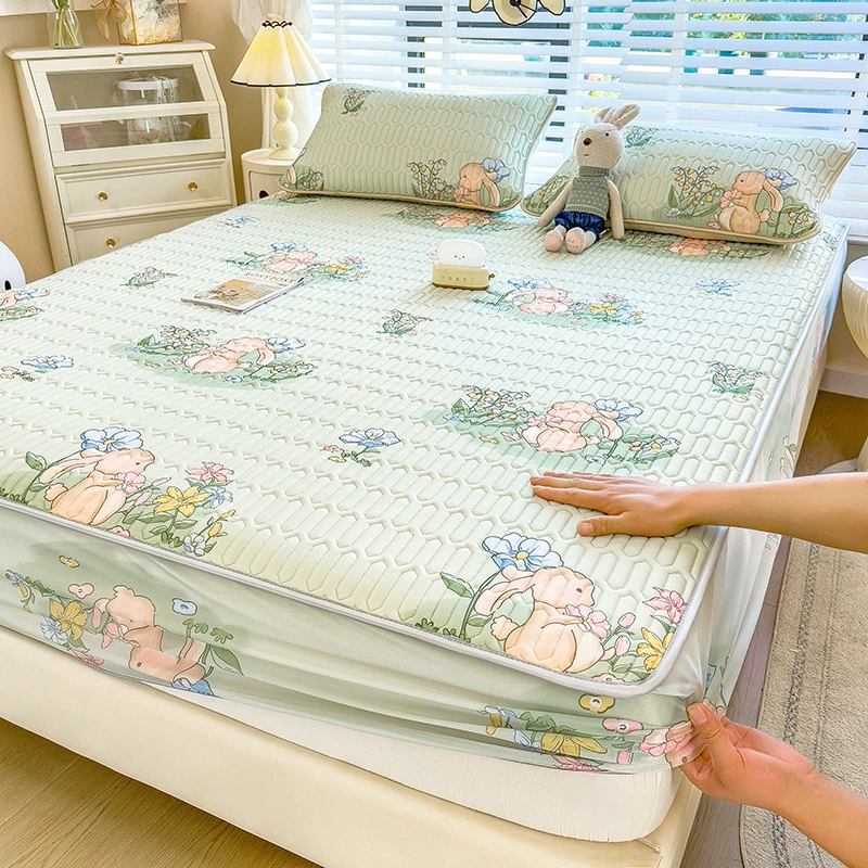 Летняя утолщенная латексная коврика из трех частей мультяшный прохладный кондиционер Мягкий матрас защитный чехол