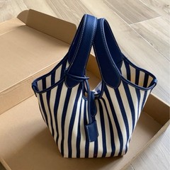 外贸莞产原单RL拉夫新款条纹帆布托特包通勤单肩包手提菜篮子女包