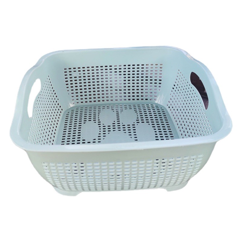 Colador de plástico cuadrado multifuncional, cuenco para lavar verduras, frutero y cesta para verduras.