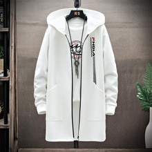 外贸春季新款2024潮牌大码男士夹克外套连帽中长款风衣男一件代发