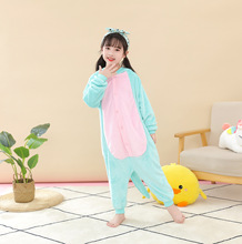 新款卡通连体亲子情侣秋冬法兰绒单眼怪萌动物睡衣家居服批发代发