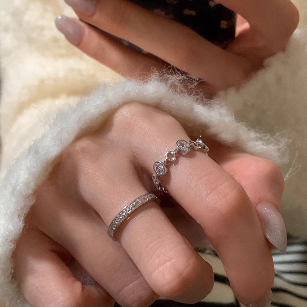 韓版鋯石戒指女時尚氣質高級感精緻小眾設計開口指環冷淡風食指戒