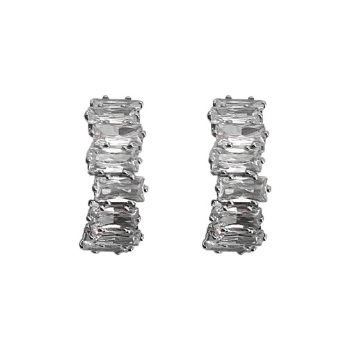 High-end sense of exquisite zirconium curved earrings for women, 2024 new fashion trendy versatile temperament delicate earrings