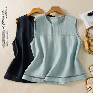 Real Shot of 2025 Lace Splicing Vest, Simple, Artistic, Loose, Versatile, Slimming Look Sleeveless Top